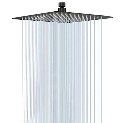 NearMoon Rain Shower Head, High Flow Stainless Steel Square Rainfall Shower, Waterfall Bath Shower Body Covering, Ceiling or Wall Mount (12 Inch, Matte Black) - color: Matte Black, size: 12 Inch Square