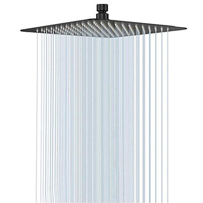 NearMoon Rain Shower Head, High Flow Stainless Steel Square Rainfall Shower, Waterfall Bath Shower Body Covering, Ceiling or Wall Mount (12 Inch, Matte Black) - color: Matte Black, size: 12 Inch Square