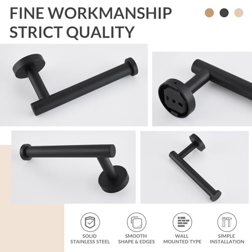 Toilet Paper Holder, 304 Stainless Steel, Matte Black | Right-Facing Open Arm, Quick Roll Replacement, Raised End Stop, Fits Regular, Large & Mega Rolls, Bathroom & Powder Room Use - color: Matte Black