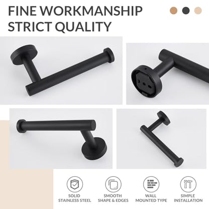 Toilet Paper Holder, 304 Stainless Steel, Matte Black | Right-Facing Open Arm, Quick Roll Replacement, Raised End Stop, Fits Regular, Large & Mega Rolls, Bathroom & Powder Room Use - color: Matte Black