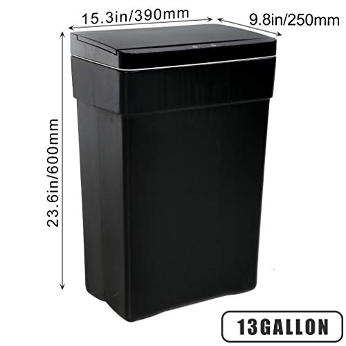 BestOffice 13 Gallon Trash Can Automatic Kitchen Trash Can Touch Free High-Capacity Garbage Can with Lid for Bedroom Bathroom Home Office 50 Liter (Black, 1) (1, Black) - color: Black