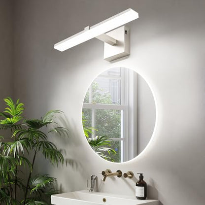 18 Inch Bathroom Vanity Light Over Mirror Brushed Nickel Arm Extra Wide LED Bar 6000K Daylight ETL IP44 CRI85+ - color: Brushed Nickel, size: 18-inch