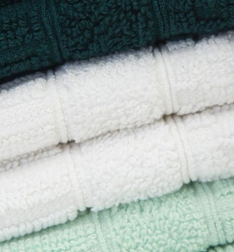 PH Pleasant Home Diamond Wash Cloths Set - 12 Pack (12” x 12”) – 509 GSM - 100% Ring Spun Cotton Wash Cloth - Super Soft and Highly Absorbent Face Towels (Green, White & Mint) - color: Green, White & Mint, style: Diamond