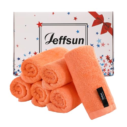 Wash Cloths 6 Pack,Super Soft Face Towel on Sensitive Skin,13''x13'',Orange | 100% Viscose,Skin Friendly,Gently Wash Face & Body,Breathable,Absorbent,Fast Dry,Easy Rinsed,Hanging Loop,Bathroom,Travel Use - color: Orange, size: 13x13 inch-6 Pack