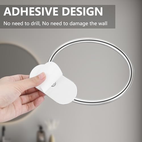 Self Adhesive Towel Ring and Toilet Paper Holder, No Drilling Stainless Steel Bathroom Hardware Set, Sturdy Bathroom Accessories for Home or Kitchen, Wall Mounted (Chrome) - color: Chrome