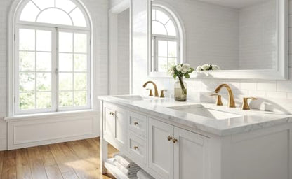 Bathroom Faucet for Sink 3 Hole, Champagne Gold, BF405-CB | 8 inch Widespread Bathroom Faucet 2 Handle Bathroom Sink Faucet for Vanity with Drain Assembly Supply line, Champagne Gold - color: Champagne Gold