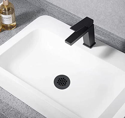 Grid Drain Strainer Assembly Without Overflow for Bathroom Sink, C.O. Plug Lavatory Drain, Matte Black - color: Matte Black, style: Without Overflow