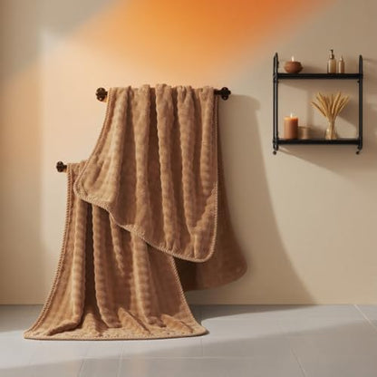 COZYART Lint Free 8 Pcs Bathroom Towels Set Ultra Soft Microfiber Tan | Fluffy, Thick, Highly Absorbent, Fast Dry, No Shedding, No Pilling, Fade Resistant, Durable, Long-lasting - color: Tan
