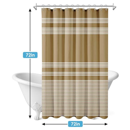 3 in 1 Shower Curtain and Liner,72 x 72 inch, Striped Geometric | Neutral Beige Modern Double Layers Waterproof Fabric with See Through Top Window Open Grommet Bath Curtain - color: Beige Striped Geometric