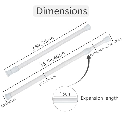 Tension Rods, 4 Pack Adjustable Spring Steel Cupboard Bars 10-16 Inches Tension Curtain Rod Shower Rod Closet Rod Small Tension Rods, (White, 10-16 in-4 Pcs) - color: White, size: 10-16"-4Pcs