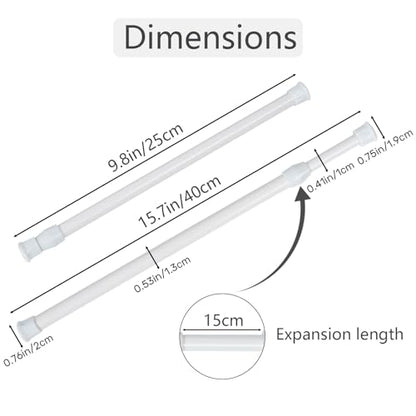 Tension Rods, 6 Pack Adjustable Spring Steel Cupboard Bars 10-16 Inches Tension Curtain Rod Shower Rod Closet Rod Small Shower Curtain Rod, (White, 10-16 in-6 Pcs) - color: White, size: 10-16"-6Pcs