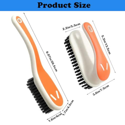 Soft Bristle Scrub Cleaning Brush Stain Remover Brush Fabric Cleaning Brush Laundry Brush Small Scrub Brush Cleaner Household Cleaning Brushes for Carpet, Clothes, Bathroom,Sneaker-2 Pack (Orange) - color: Orange