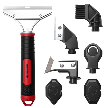 WISEUP Caulking Tool，6 in 1 Caulk Remover Tool with Grout Scraper，Brush | Caulking Tool Kit for Kitchen,Bathroom,Window,Door