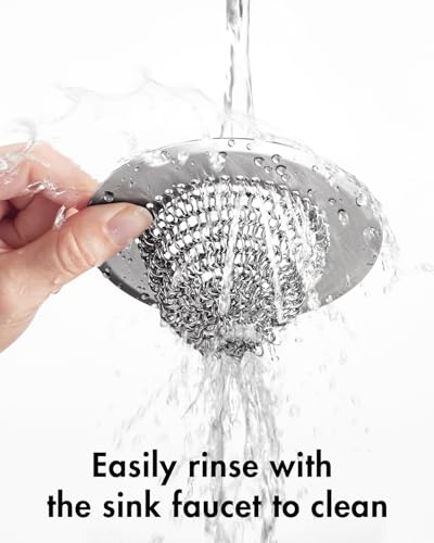 2 Pack Kitchen Sink Drain Strainer,Patented Reversible Chain Mesh Basket | Kitchen Sink Accessories,Easy Clean,Fast Drainage,304 Stainless Steel Rust-Proof，4.4" Large Capacity Food Catcher,Anti-Clog - color: Silver Silver