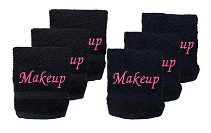 Makeup Remover Towels. Fingertip Face Reusable Washcloths. Embroidered, 100% Soft Cotton. Facial Cleansing. Pack of 6.