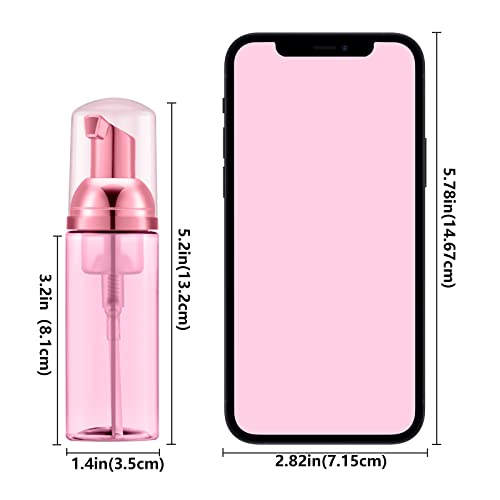 Lil Ray 2 Oz Empty Clear Rose Red Foam Pump Bottle, Travel Foamer Soap Dispenser for Lash Shampoo, Hand Soap, Foaming Cleaner(Rose Red Pump, 12 PCS) - color: Clear Rose Red