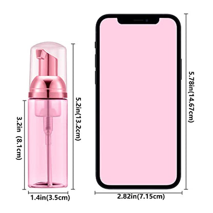 Lil Ray 2 Oz Empty Clear Rose Red Foam Pump Bottle, Travel Foamer Soap Dispenser for Lash Shampoo, Hand Soap, Foaming Cleaner(Rose Red Pump, 12 PCS) - color: Clear Rose Red