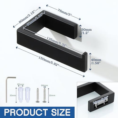 Alise Toilet Paper Holder Wall Mounted,Matte Black | SUS304 Stainless Steel, Bathroom Tissue Holder, Toilet Paper Roll Holder Dispenser for Toilet, Kitchen, Washroom, RV