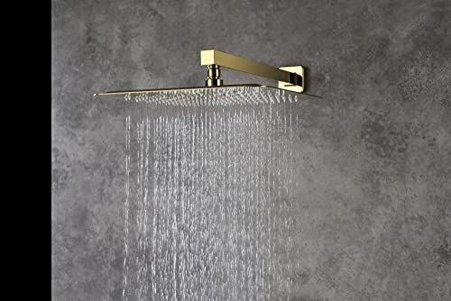 Cascada Luxury 12” Rainfall Shower set (Wall Mounted) with 4 knob thermostatic Valves & 3 functions (Rainfall, Body jets & Hand Shower) (Antique Brass) - color: Antique Brass