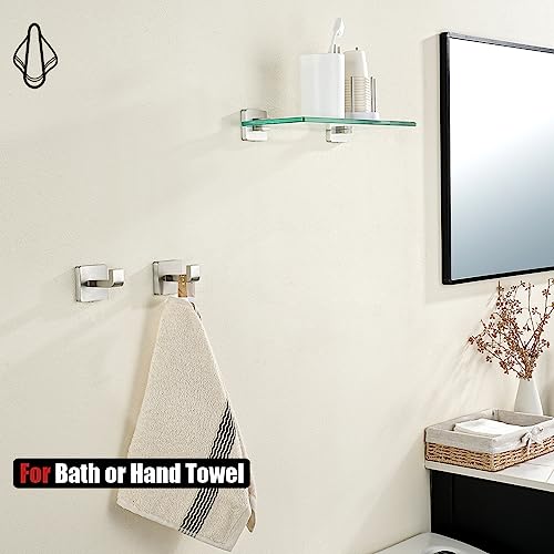 JQK Bathroom Towel Hook Brushed, Coat Robe Clothes Bath Wall Hooks for Kitchen Garage SUS 304 Stainless Steel Thick 0.8mm, 2 Pack Brushed Steel, TH250-BN-P2 - color: Brushed Steel