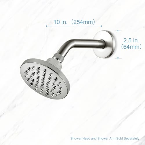 OFFO Shower Arm with Flange, 10 in Brushed Nickel Wall Mount Replacement Angle Shower Head Arm Wall-Mounted For Fixed Shower Head & Handheld Showerhead - color: Brushed Nickel, style: 10 in