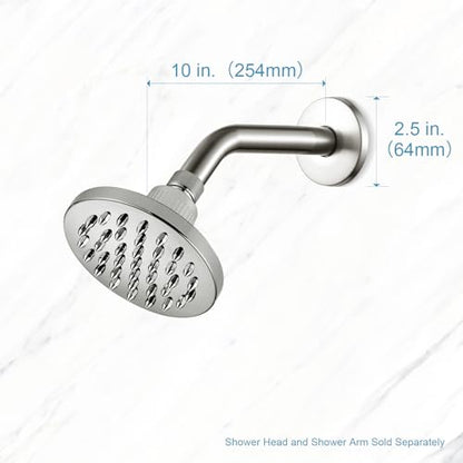 OFFO Shower Arm with Flange, 10 in Brushed Nickel Wall Mount Replacement Angle Shower Head Arm Wall-Mounted For Fixed Shower Head & Handheld Showerhead - color: Brushed Nickel, style: 10 in