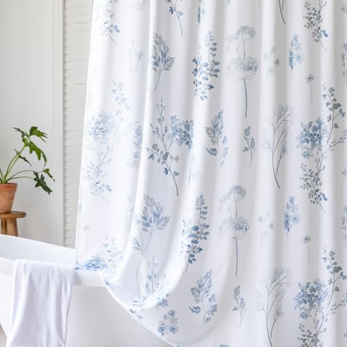 Light Blue Grey Small Stall Shower Curtain,Waterproof Fabirc Dusty Blue and White Grand Millenial Shower Curtains for Bathroom with Hooks 36x72 - color: Grey & Blue, size: 36"W x 72"L (Pack of 1)