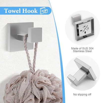 TURS 5-Piece Bathroom Hardware Set Brushed Nickel Towel Bar Set 23.6inch Bath Towel Holder Sets SUS 304 Stainless Steel Wall Mounted Towel Rack Sets for Bathroom. - color: Brushed Nickel, size: Set D