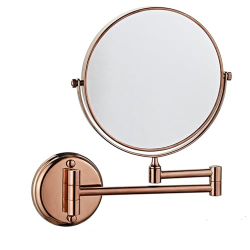 Vanity Mirror,Bathroom Mirror,8" Magnification Wall Mount Swing Arm Mirror. Two-Sided Regular & Magnification. Brushed Brass Finish.,3X,Rose Gold - color: Rosegold, size: 3X