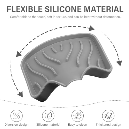 2PCS Self Draining Soap Holder,Spofit Silicone Soap Dish, Suitable for for Kitchen, Bathroom, Shower, Bath Tub,Soap Container (Grey) - color: Grey