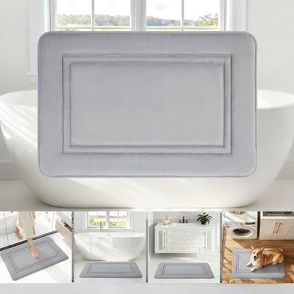 Bathroom Rugs Set 2 Piece, 20" x 32" + 16" x 24" Memory Foam Bath Mat Set, Soft Absorbent Quick Dry Non Slip Washable Bathroom Rugs for Tub, Shower, Sink & Vanity, Grey - color: Grey（h1 Mat） - 32 X 20 Inch - 2 Pack
