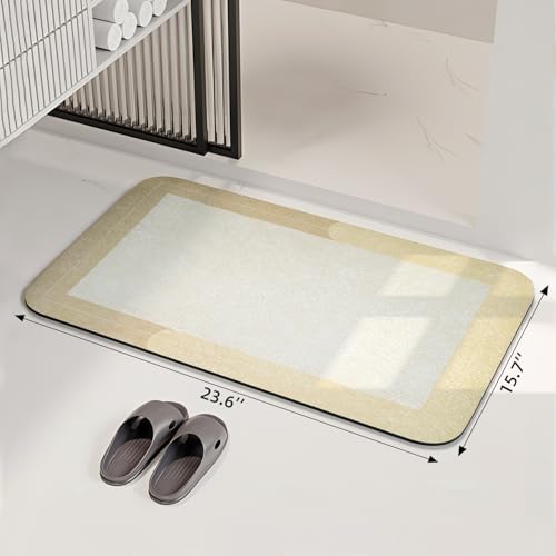 Diatomaceous Earth Bath Mat Non Slip Absorbent Quick Dry, Beige 15.7"x23.6" - color: Beige, size: 15.7"x23.6"
