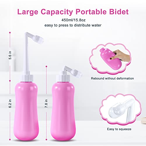 Portable Bidet Travel Large Capacity 15.8oz Personal Toilet Handheld Pink - color: Pink