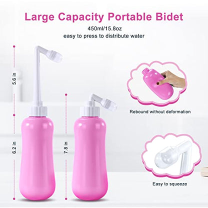 Portable Bidet Travel Large Capacity 15.8oz Personal Toilet Handheld Pink - color: Pink