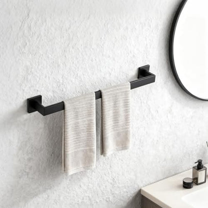 23.6 Inch Matte Black Bathroom Towel Bar Set, 2-Piece Square Wall Mounted Towel Rack, Wall Mounted 304 Stainless Steel Towel Holder for Bathroom - color: Matte Black, size: 2 pack