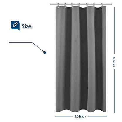 Barossa Design Waffle Weave Stall Shower Curtain Fabric 36 x 72 Inch, Gray | Hotel Luxury Spa, 230 GSM Thick Fabric, Water Repellent, Machine Washable, 36W x 72H for Small Stall - color: Grey, size: 36"W x 72"L (Pack of 1)