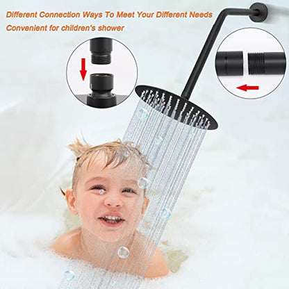 Shower Head Extension Arm, Shower Extender Water Outlet- Lowers Existing, Shower Pipe Extension for Bathroom, Made of Solid Metal Stainless Steel(10 Inch, Matte Black) - color: Matte Black, style: 10 Inch