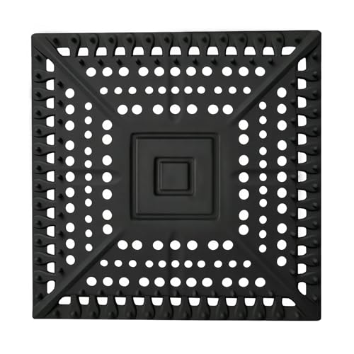 Square Silicone Shower Drain Hair Catcher, Prevents Clogs, Easy Clean & Install Bathroom Drain Cover for Shower/Tub/Sink, Fits Most Standard Drains, Black - color: Black