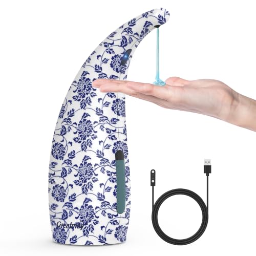 Automatic Soap Dispenser Touchless Rechargeable 10 oz | Magnetic USB Charging, IPX7 Waterproof Sensor Pump with 4 Adjustable Levels for Kitchen Sink & Bathroom Hand Soap - color: Cobalt Blue