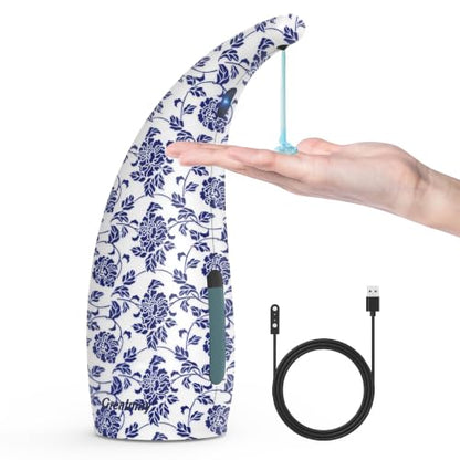 Automatic Soap Dispenser Touchless Rechargeable 10 oz | Magnetic USB Charging, IPX7 Waterproof Sensor Pump with 4 Adjustable Levels for Kitchen Sink & Bathroom Hand Soap - color: Cobalt Blue