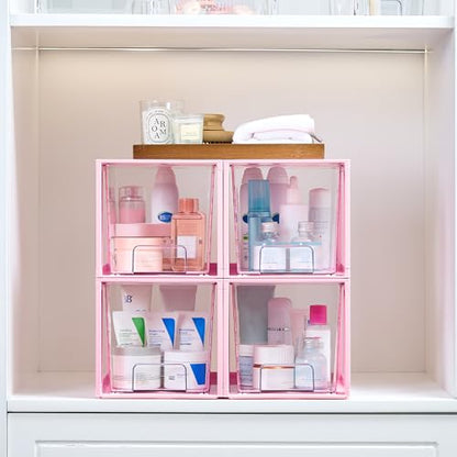 Vtopmart 4 Pack Large Stackable Storage Drawers, Pink - color: Pink( 4 Pack)