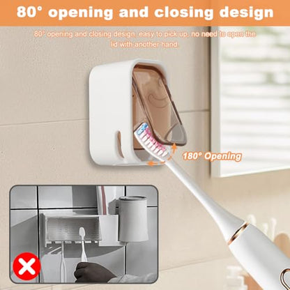 3PCS Single Slot Toothbrush Holder Wall Mounted with Cover,Waterproof | Toothbrush Cover for Shower,Self Adhesive Hanging Toothbrush Organizer for Manual/Electric Toothbrush,Family Travel,brown - color: Brown