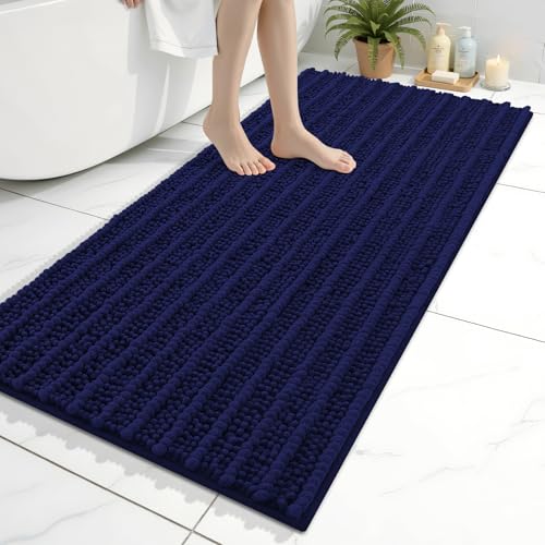 Arotive Bathroom Rugs Mat 45x27, Soft Absorbent Chenille Shaggy Bath Mat | Navy, Machine Wash Dry, Bath Rugs for Bathroom Floor, Tub and Shower, Home Decor Accessories - color: Navy, size: 45" X 27"