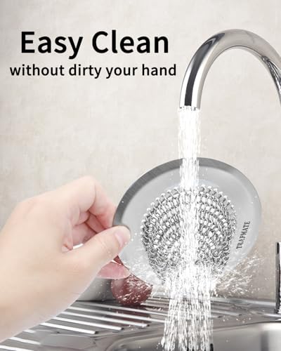 TRAPMATE 2 Pack Bathroom Sink Drain Strainer, 4.4" Fast Drainage Shower Drain Hair Catcher, Anti-Slip Bathtub Drain Hair Catcher, Stainless Steel Shower Drain Cover for Tub, Sink (Patented Product) - color: Silver Silver