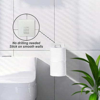 Toilet Paper Holder Wall Mount, Storage Extra 2 Roll Tissue, Over The Tank Toilet Paper Holder, Brushed Nickel and Chrome Tissue Holder for Bathroom Organizer, Adhesive Paper Holder, 1Pcs - color: Silver, 1pcs, 8.67in