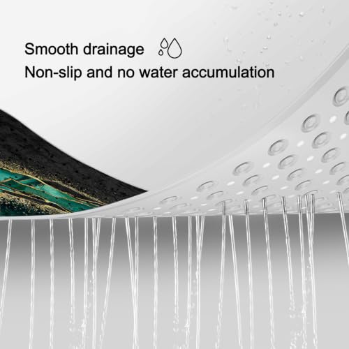 LNOND Marble Bath Tub Mat Non Slip, Extra Long 40 X 16 Inch Anti Slip Mat for Bathtub, Green Gold Marble Shower Mat with Drain Holes and Suction Cups, Machine Washable - color: Black White Gold