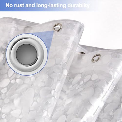 Shower Curtain Liner 76 inch Long, Waterproof Plastic Heavy Duty Shower Curtain with 3 Weighted Magnets, Pebble Pattern No Chemical Smell Shower Stall Curtain Liner, 72W x 76 L Inches - color: Clear Pebble 8g, size: 72"W x 76"L (Pack of 1)