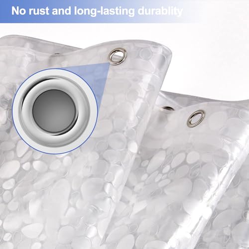 Shower Curtain Liner 75 inch Long, Waterproof Plastic Heavy Duty Shower Curtain with 3 Weighted Magnets, Pebble Pattern No Chemical Smell Shower Stall Curtain Liner, 72W x 75 L Inches - color: Clear Pebble 8g, size: 72"W x 75"L (Pack of 1)