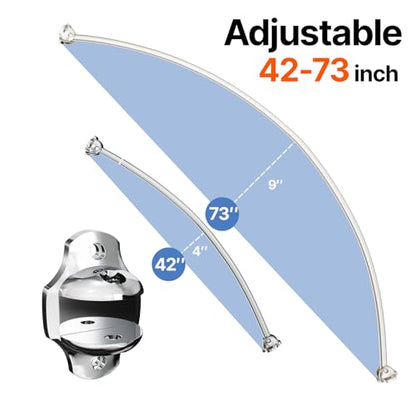 Curved Shower Curtain Rod, Rust Resistant, Adjustable Length 42-73 inches for Shower, Bathroom, Hole Punch Required-Polished Chrome - color: Polished Chrome
