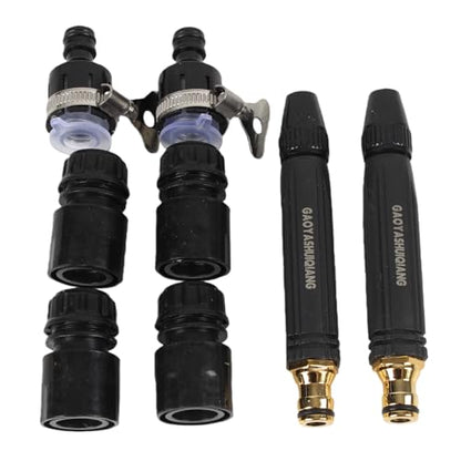 2Pack High Pressure Adjustable Spray Nozzle with Connect Fitting | Universal Faucet Adapter Hose Sprayer Kit for Car Wash, Garden Watering, Patio Cleaning and more